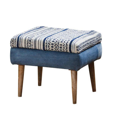 Picture of Wood 16" Ottoman - Blue