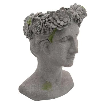 Picture of Resin 19" Lady with Daisies Planter - Gray
