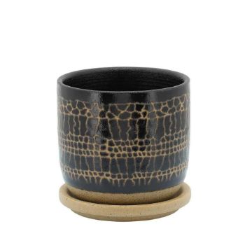 Picture of Glazed 5" Planter with Saucers - Black