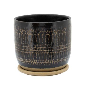 Picture of Glazed 8" Planter with Saucers - Black