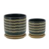 Picture of Zig-Zag 5" Planter with Saucer - Teal