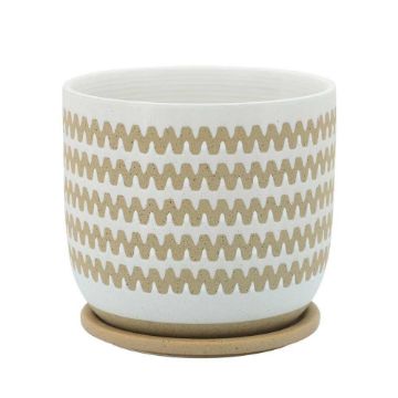 Picture of Zig-Zag 8" Planter with Saucer - White