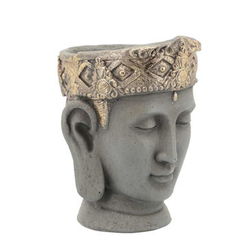 Picture of Head 7" Buddha Resin Planter with Crown - Gray