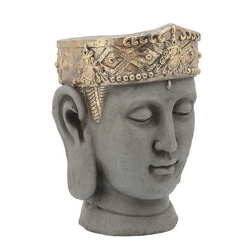 Picture of Head 10" Buddha Resin Planter with Crown - Gray