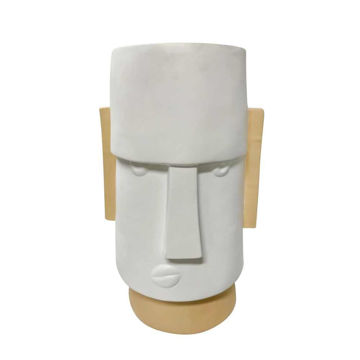 Picture of Face 10" Dia Angry Comic Resin Planter - White