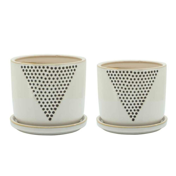 Picture of Dots 5" and 6" Triangle Pattern Planter - Set of 2