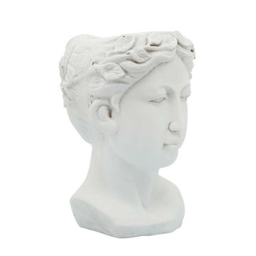 Picture of Head 7" Lady Resin Planter - White