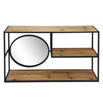 Picture of Metal Mirror Wall Shelf - Brown and Black