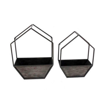 Picture of Metal Wall Planter - Set of 2 - Black