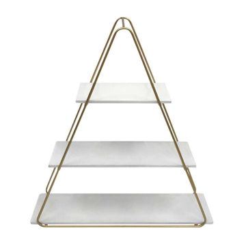 Picture of Triangle 26" Wall Shelf - Metal and Wood - White
