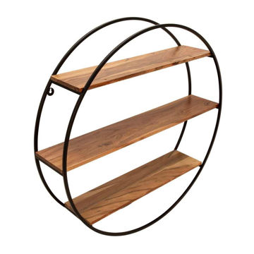 Picture of Round 31.5" Wall Shelf - Metal and Wood - Brown
