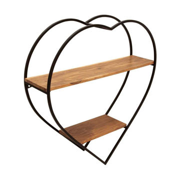 Picture of Heart 28" Wall Shelf - Metal and Wood - Brown