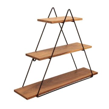Picture of Triangle 20" Wall Shelf - Metal and Wood - Brown