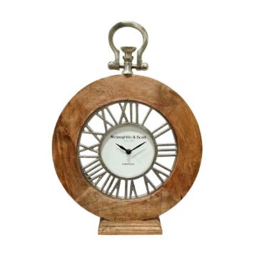 Picture of Mango Wood 16" Round Table Clock - Natural
