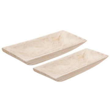 Picture of Wood 15" Rectangular Tray - Set of 2 - Black
