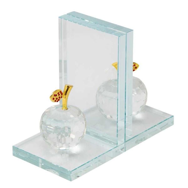 Picture of Crystal Apple Bookends - Clear - Set of 2