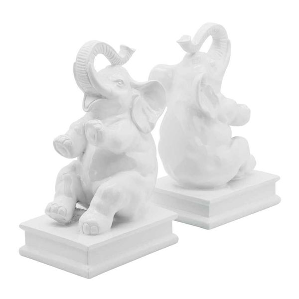 Picture of Polyresin 9" Elephant Bookends - Set of 2 - White