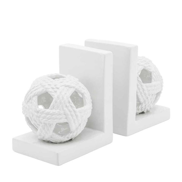 Picture of Ceramic 7" Orb Bookends - Set of 2 - White