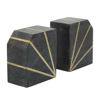 Picture of Marble 5" Polished Bookends with Gold Inlays - Set of 2 - Black