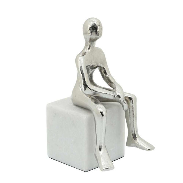 Picture of Metal/Marble Sitting Man Bookends - Set of 2