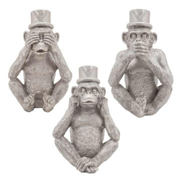 Picture of No Speak, Hear, or See Monkeys with Hats - Set of