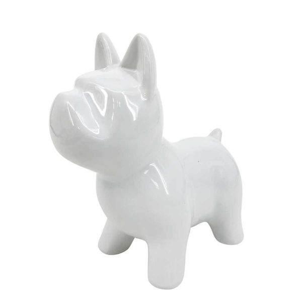 Picture of Dog 8" Ceramic Table Decor - White