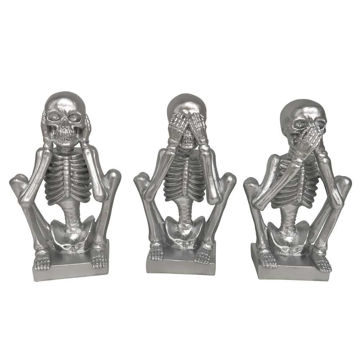 Picture of No Evil Skeletons Resin - Set of 3 - Silver