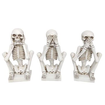 Picture of No Evil Skeletons Resin - Set of 3 - White