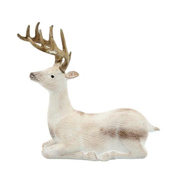 Picture of Reindeer 11" Laying Resin Decor - White Wash
