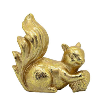 Picture of Squirrel 7" Resin Acorn Decor - Gold