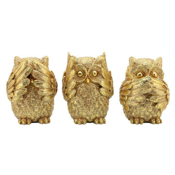 Picture of Owls 8" Hear, Speak, See No Evil Resin Decor - Set