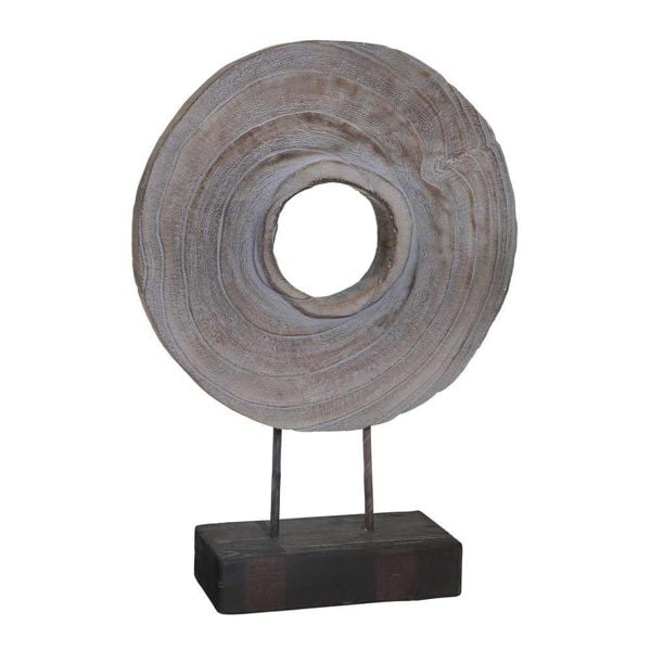 Picture of Disc 18" Wood Table Top Decor - Gray