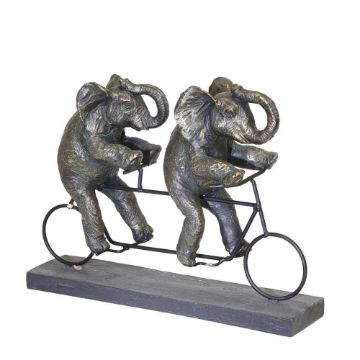 Picture of Elephants 14" on a Tandem Bike - Bronze