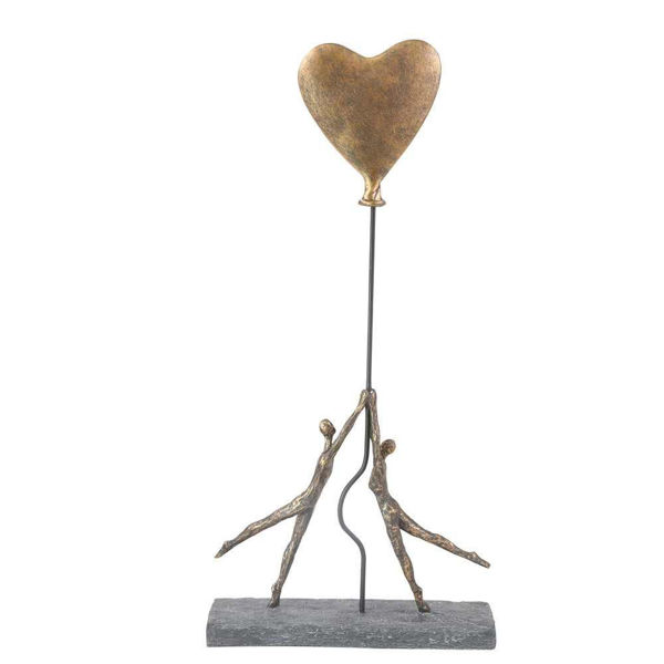 Picture of Couple 21" with a Heart Balloon - Bronze