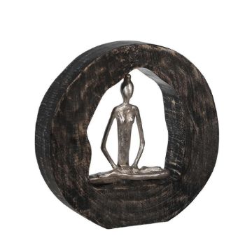Picture of Yoga lady 10.5" Aluminium Figurine in a Circle Log