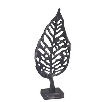 Picture of Leaf 18" Aluminium Statue on a Stand - Antique Bla