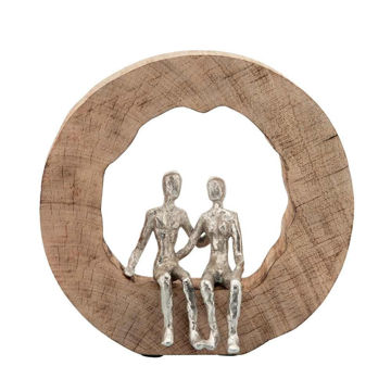 Picture of Aluminium Couple in Mango Wood - Silver and Brown