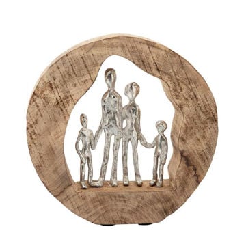 Picture of Aluminium Family in Mango Wood - Silver and Brown
