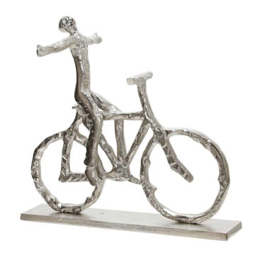 Picture of Metal 13" Man on a Bicycle - Silver