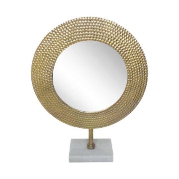 Picture of Hammered Mirror 21" Metal Decor with a Stand - Gol