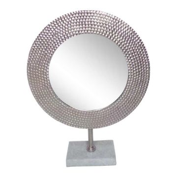 Picture of Hammered Mirror 19" Metal Decor with a Stand - Sil