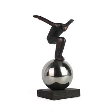 Picture of Balancing 12" Man on a Sphere Metal Decor - Bronze
