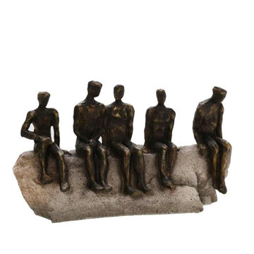 Picture of Sitting 15" Group of 5 Men Sitting Sculpture - Bro