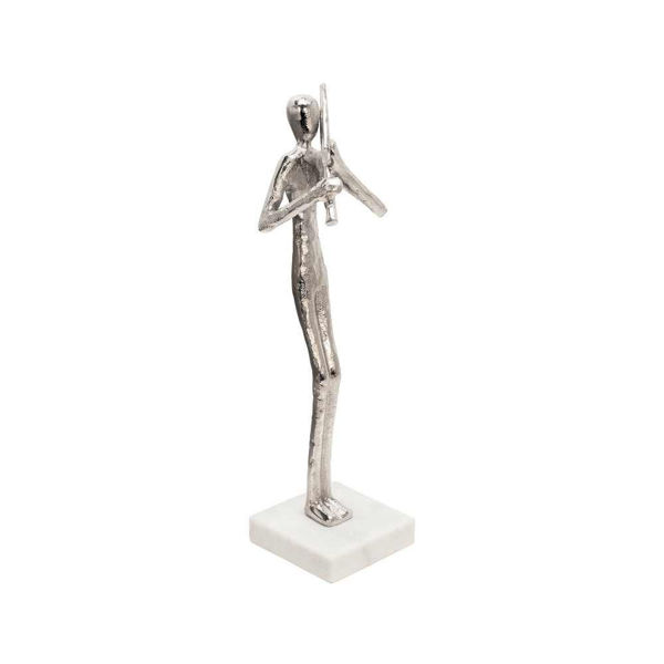 Picture of Flute Musician 15" on a Marble Base - Silver