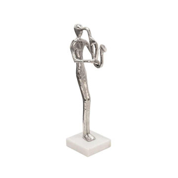 Picture of Saxophone Musician 15" on Marble Base - Silver
