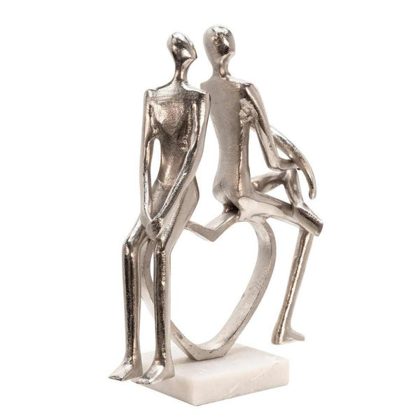 Picture of Couple 12" Sitting on a Heart - Silver