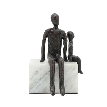 Picture of Sitting 10" Metal Dad and Son Sculpture