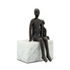 Picture of Sitting 10" Metal Dad and Son Sculpture