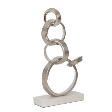 Picture of Linked Rings on a Stand - Silver and Marble