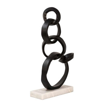 Picture of Linked Rings on a Stand - Black and Marble